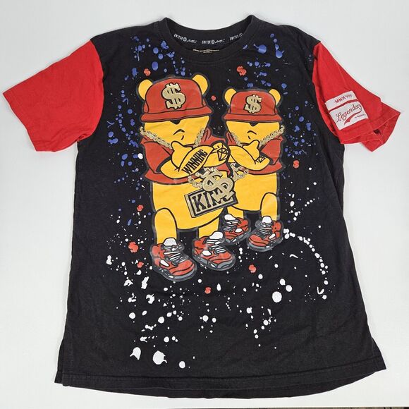 Switch Remarkable Shirt Mens L Red Black Winnie The Pooh King Winning - Picture 1 of 5